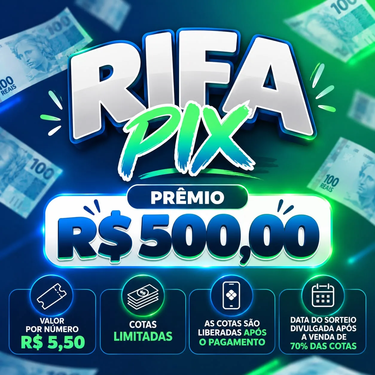 R$ 500 NO PIX